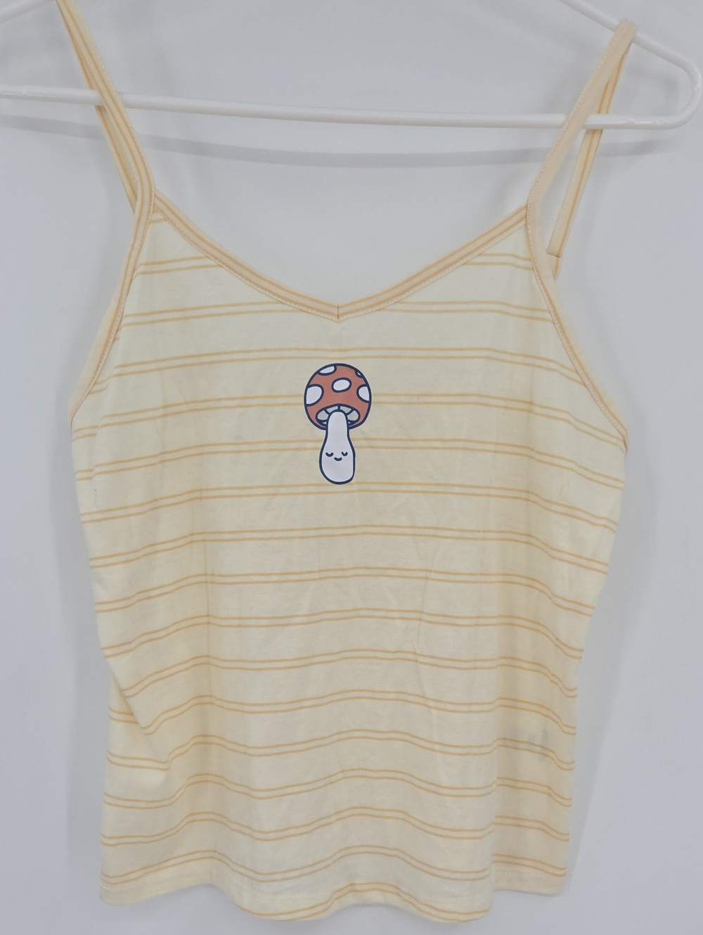 Mighty Fine Pale Yellow Striped Mushroom Cami Tank